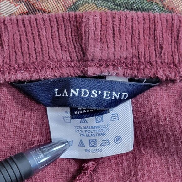 Lands End Pants Womens 3XP 24 - 26 Burgundy Corduroy Elastic Waist Pull-On - Picture 10 of 13
